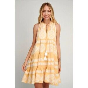 PEARL & CAVIAR Hydra Zakar Sleeveless Tiered Dress sz S/M Greek Chic Pockets Lux